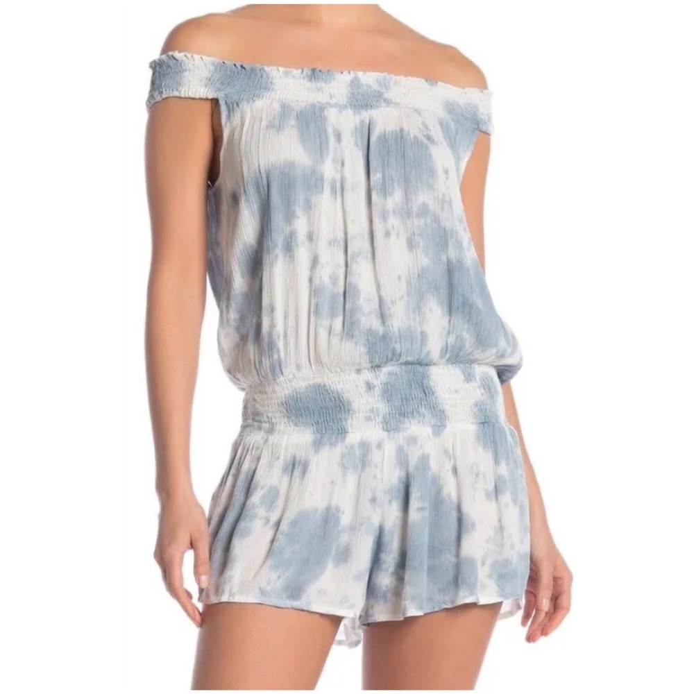 BOHO ME Poolside off the shoulder romper Tie Dye small swim cover pool Bohome